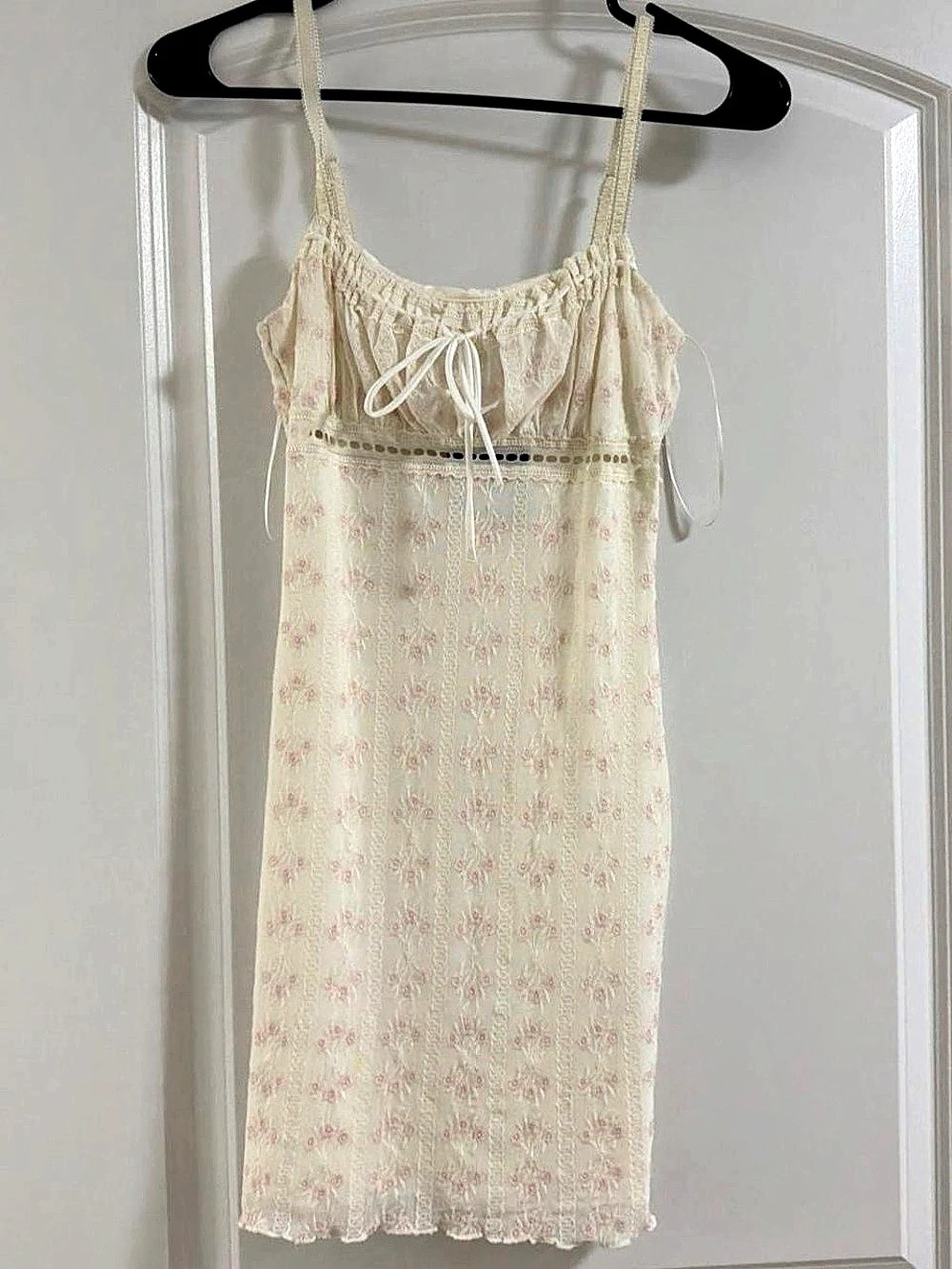 Mesh Mini Dress Floral Mini Dress in Cream & Pink NWT